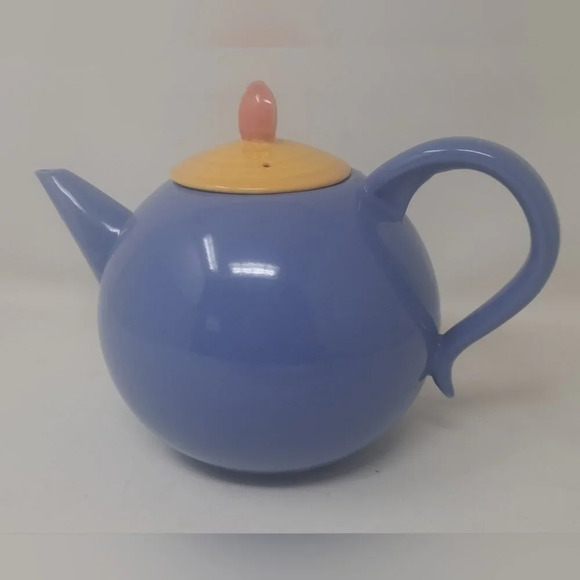 Lindt Stymeist Teapot Kitchen Coffee Colorways Blue Oval Japan Vintage 80s 90s - Picture 1 of 10
